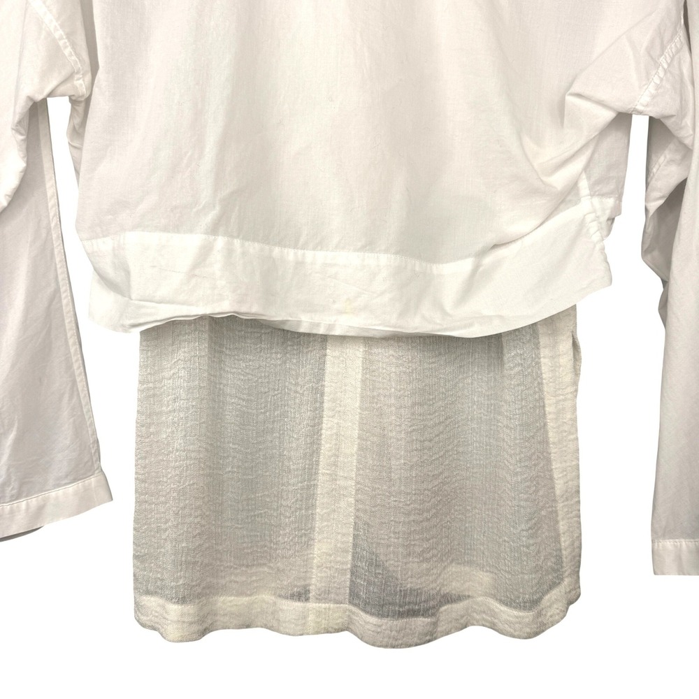 Helmut Lang Y2K Layered Button Down Shirt Womens TP White‎ Sheer Gauze Cotton - Picture 8 of 9